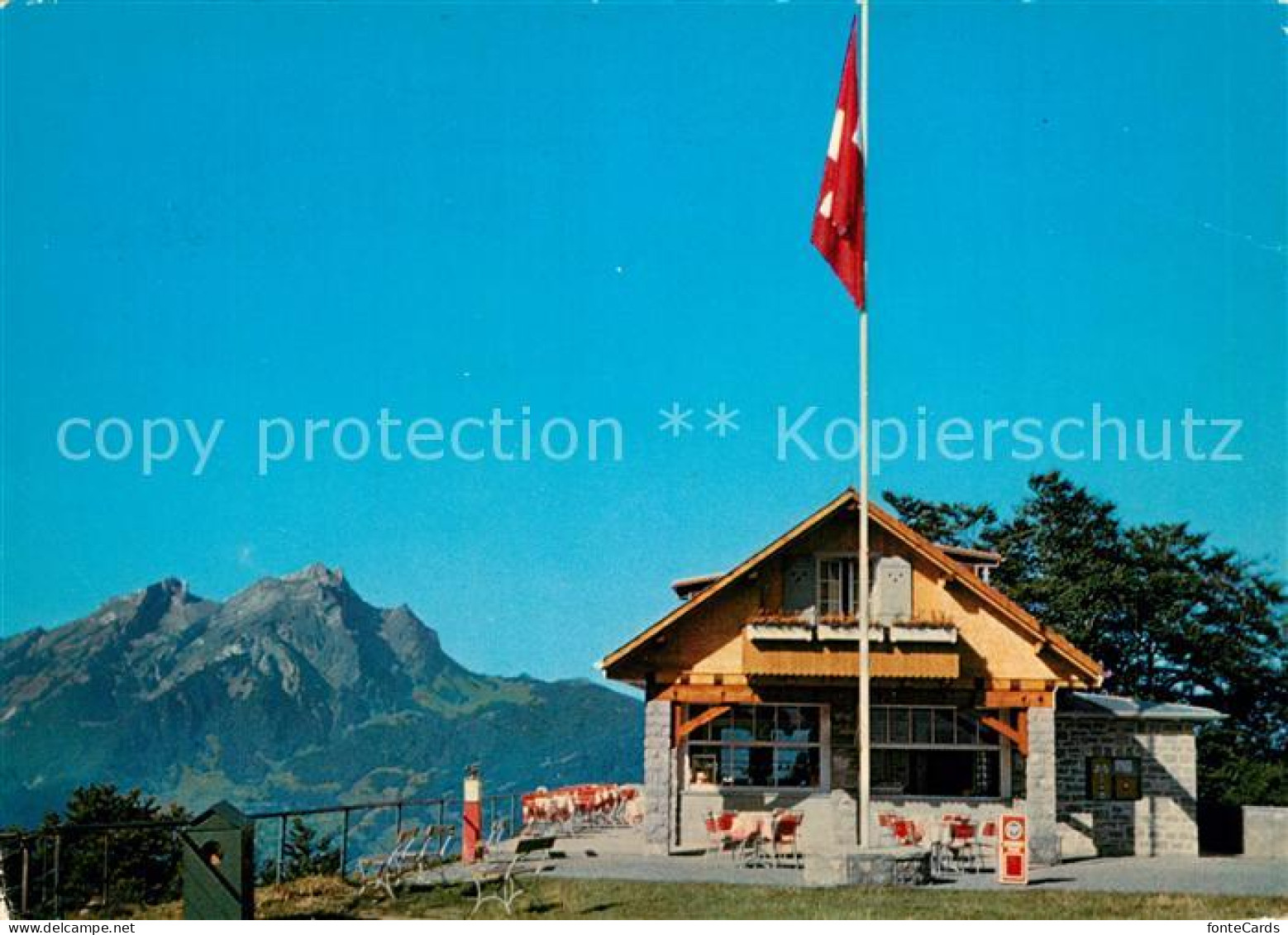 13360452 Hammetschwand Buergenstock Berghaus Schweizer Flagge Alpenblick Hammets - Otros & Sin Clasificación