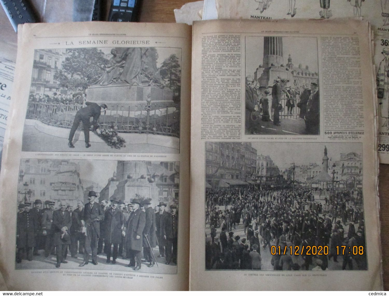 LE GRAND HEBDOMADAIRE ILLUSTRE DE LA REGION DU NORD 19 OCTOBRE 1924 INAUGURATION DU MONUMENT AUX MORTS A BULLY LES MINES - Picardie - Nord-Pas-de-Calais