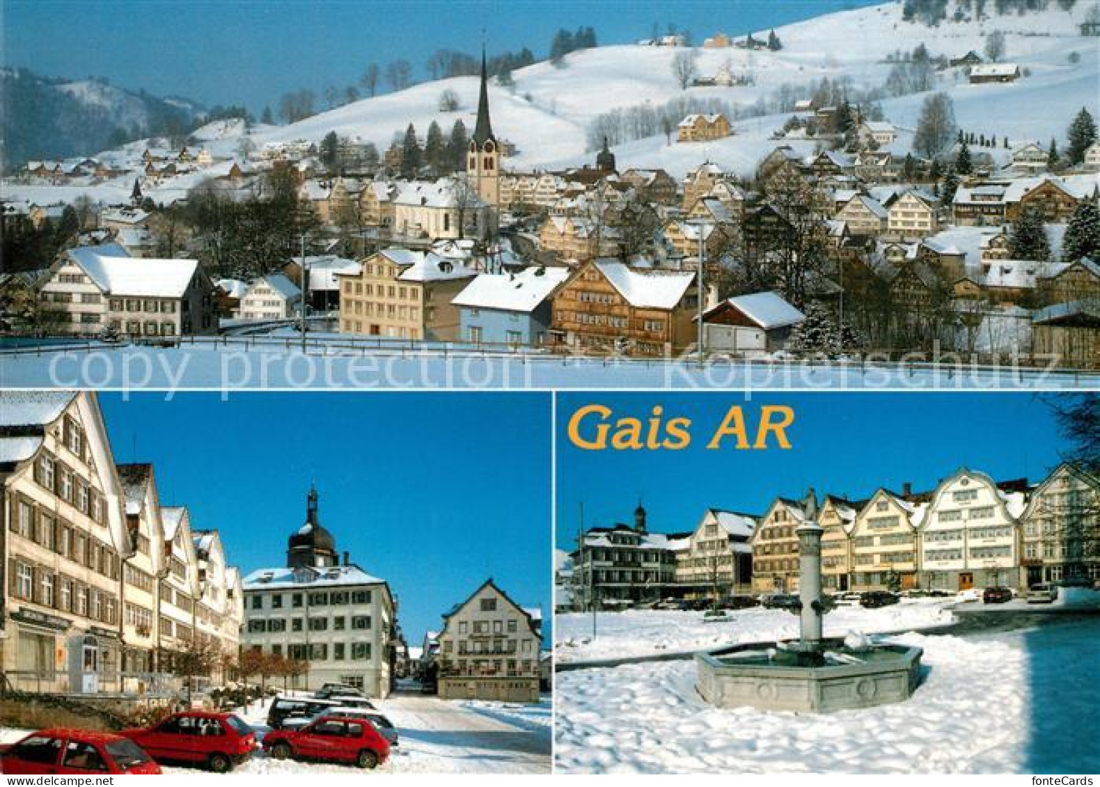 13357692 Gais AR Ortsansicht Mit Kirche Marktplatz Brunnen Im Winter Gais AR - Autres & Non Classés