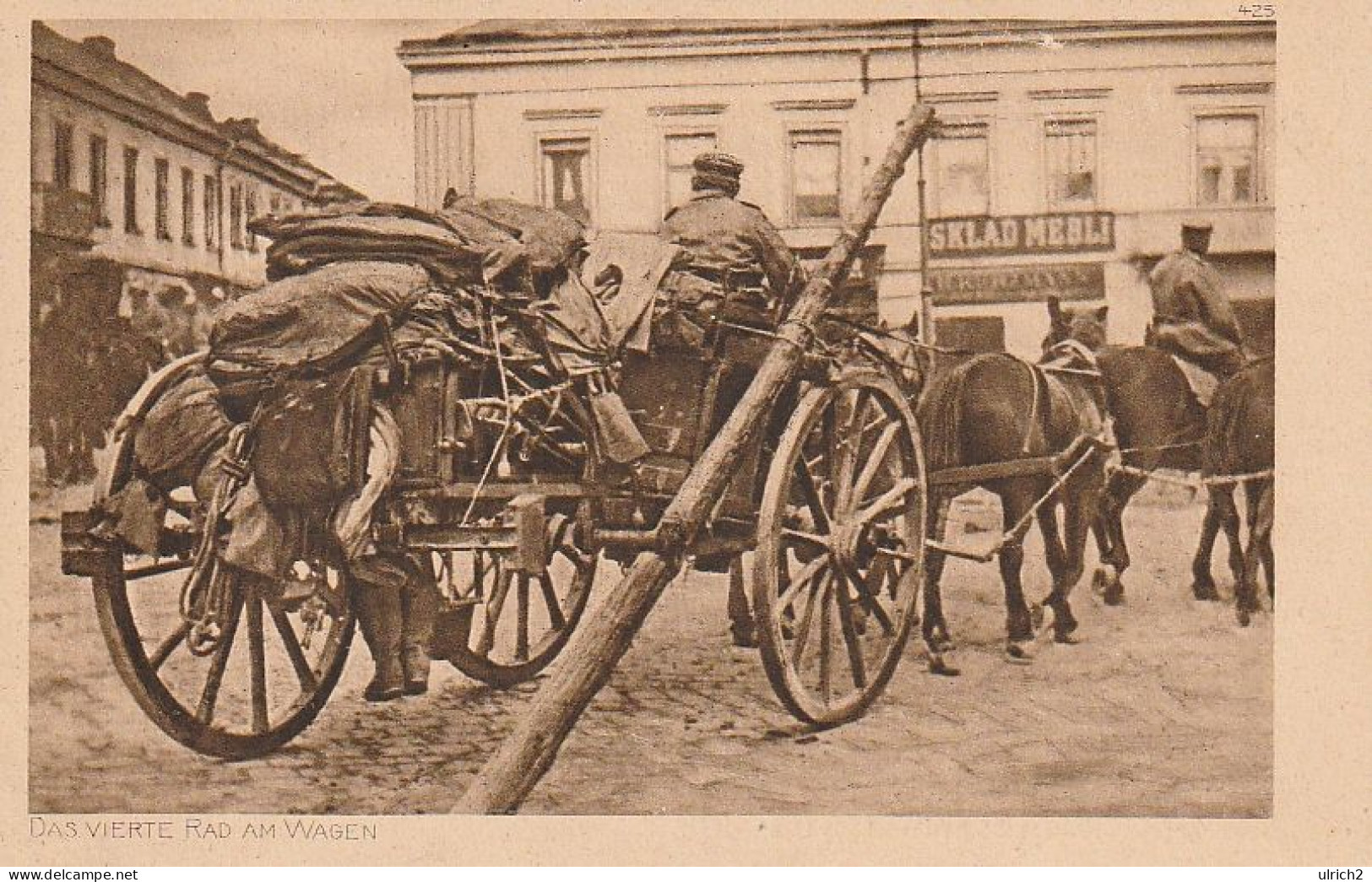 AK Das Vierte Rad Am Wagen - Humor - Soldaten Mit Pferdegespann - Ostpreußen-Hilfe - Feldpost Düsseldorf 1918 (68941) - Weltkrieg 1914-18