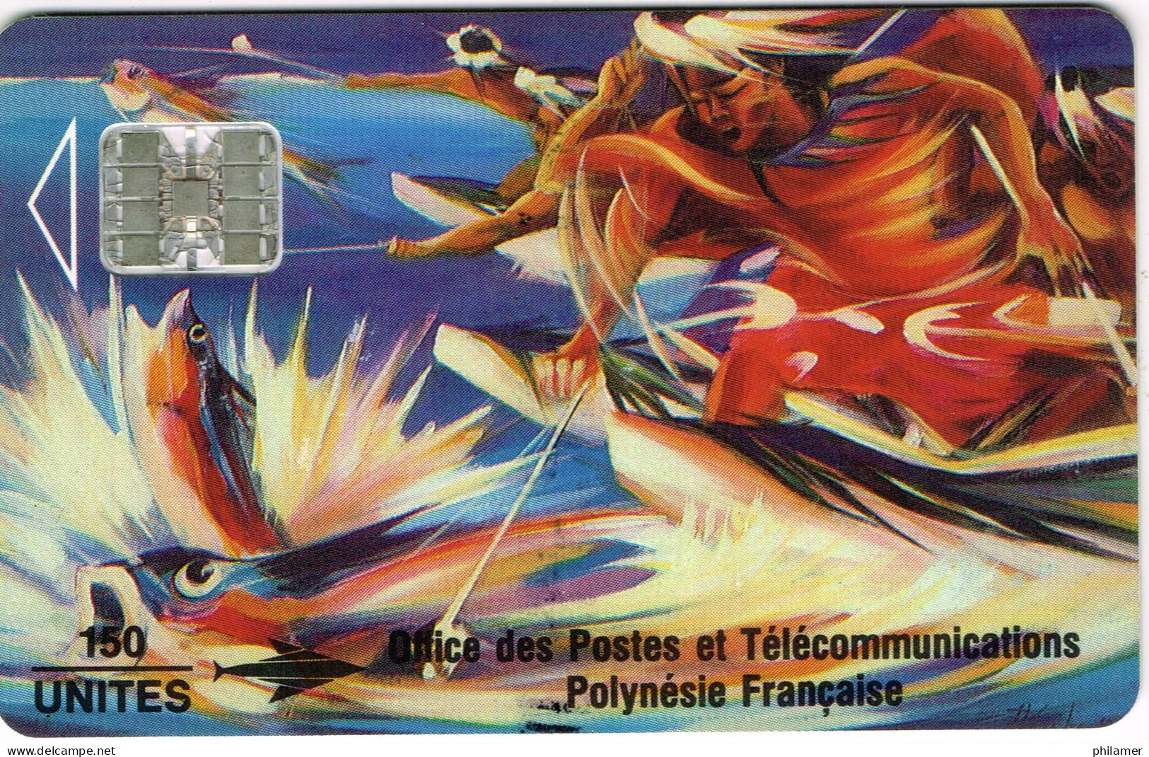 Polynesie Francaise Telecarte Phonecard PF14B SC7 Dos Rose  Peche Aux Cailloux Poisson Tane  UT B - Französisch-Polynesien