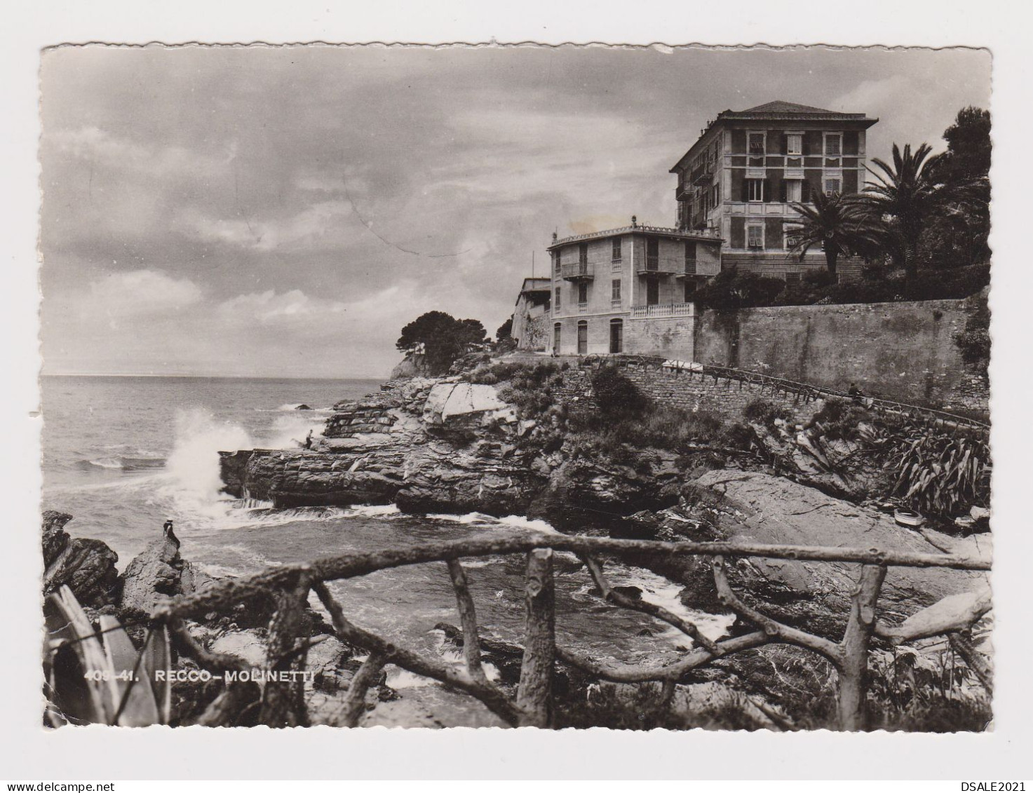 ITALY 1946 Pc With Mi#724 (2L) Stamp Church GENOVA Domestic, View Photo Postcard RECCO-MOLINETTI (53642) - 1946-60: Marcophilia