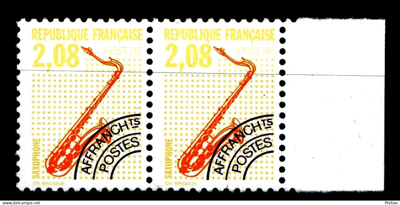 Préo  215A - 2,08F Saxophone - Dentelé 12 - Paire BDF - Neuf N** - TB - 1989-2008