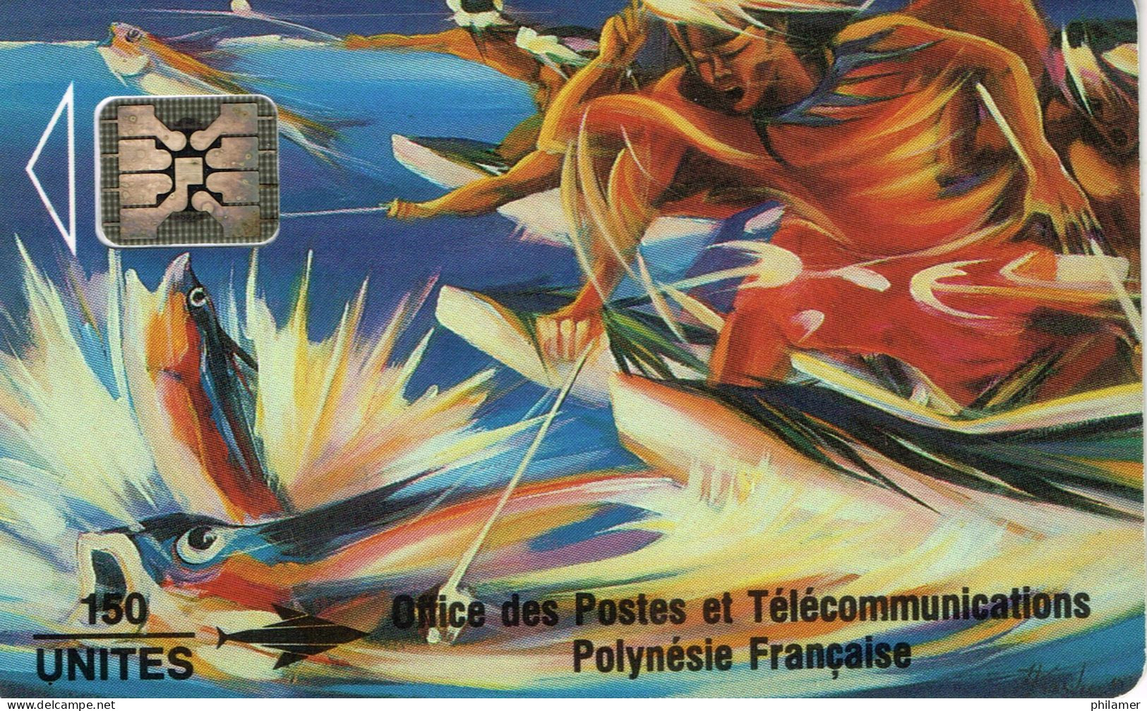 Polynesie Francaise Telecarte Phonecard PF14 SC4 Dos NOIR  Peche Aux Cailloux Poisson Tane  UT B - French Polynesia