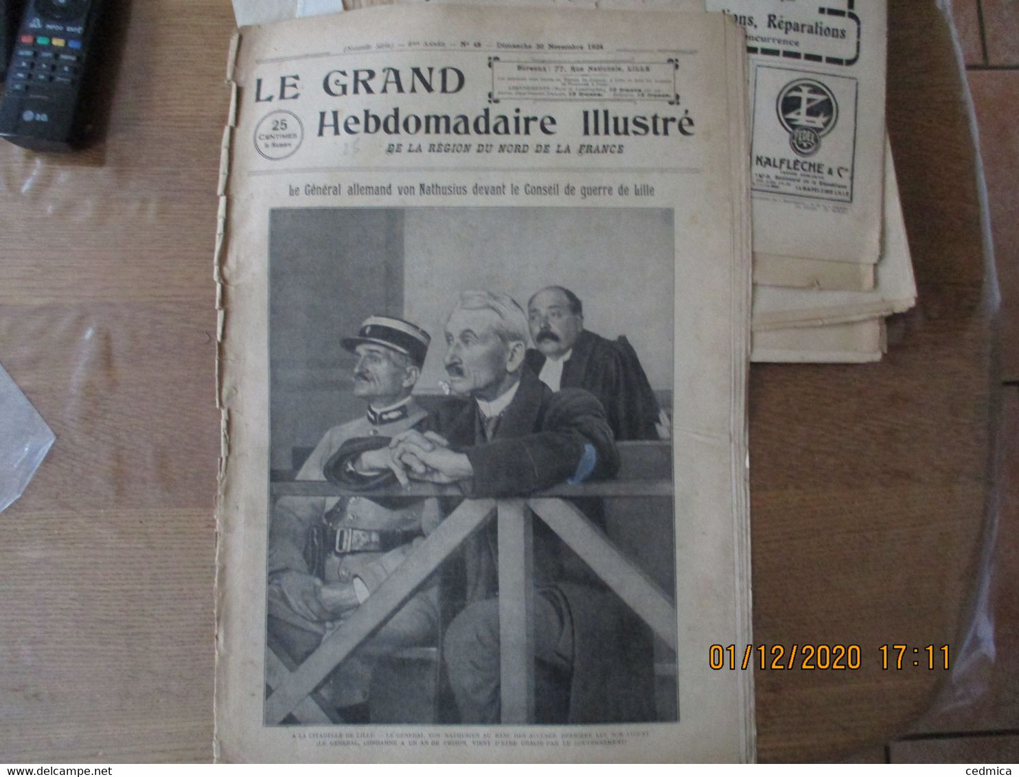 LE GRAND HEBDOMADAIRE ILLUSTRE DE LA REGION DU NORD 30 NOVEMBRE 1924 ANCIENS CHASSEURS A PIED,JAURES AU PANTHEON,MUTILES - Picardie - Nord-Pas-de-Calais