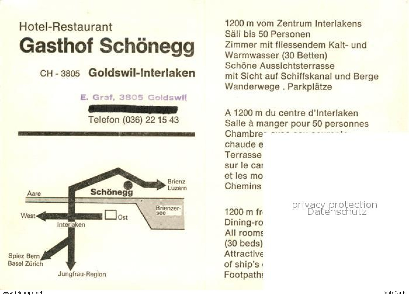 13355343 Goldswil Interlaken Hotel Restaurant Gasthof Schoenegg Gaststube Terras - Altri & Non Classificati