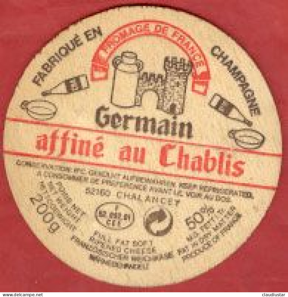 ** ETIQUETTE  GERMAIN  AFFINE  Au  CHABLIS ** - Cheese