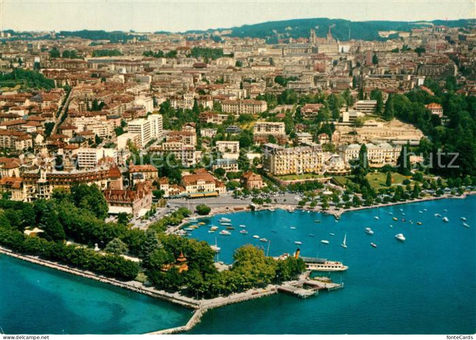 13340791 Ouchy Le Port Et La Ville Vue Aérienne Lac Leman Genfersee Fliegeraufna - Autres & Non Classés