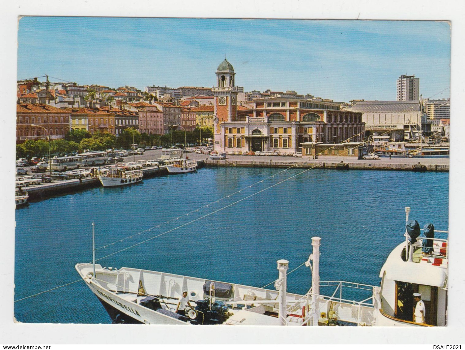 ITALY 1970s Pc W/Mi#1339 (25L) Canoeing Stamp Sent To Bulgaria, Postcard TRIESTE Riva Nazario-Aquario E Pescheria (1915) - 1971-80: Marcophilie