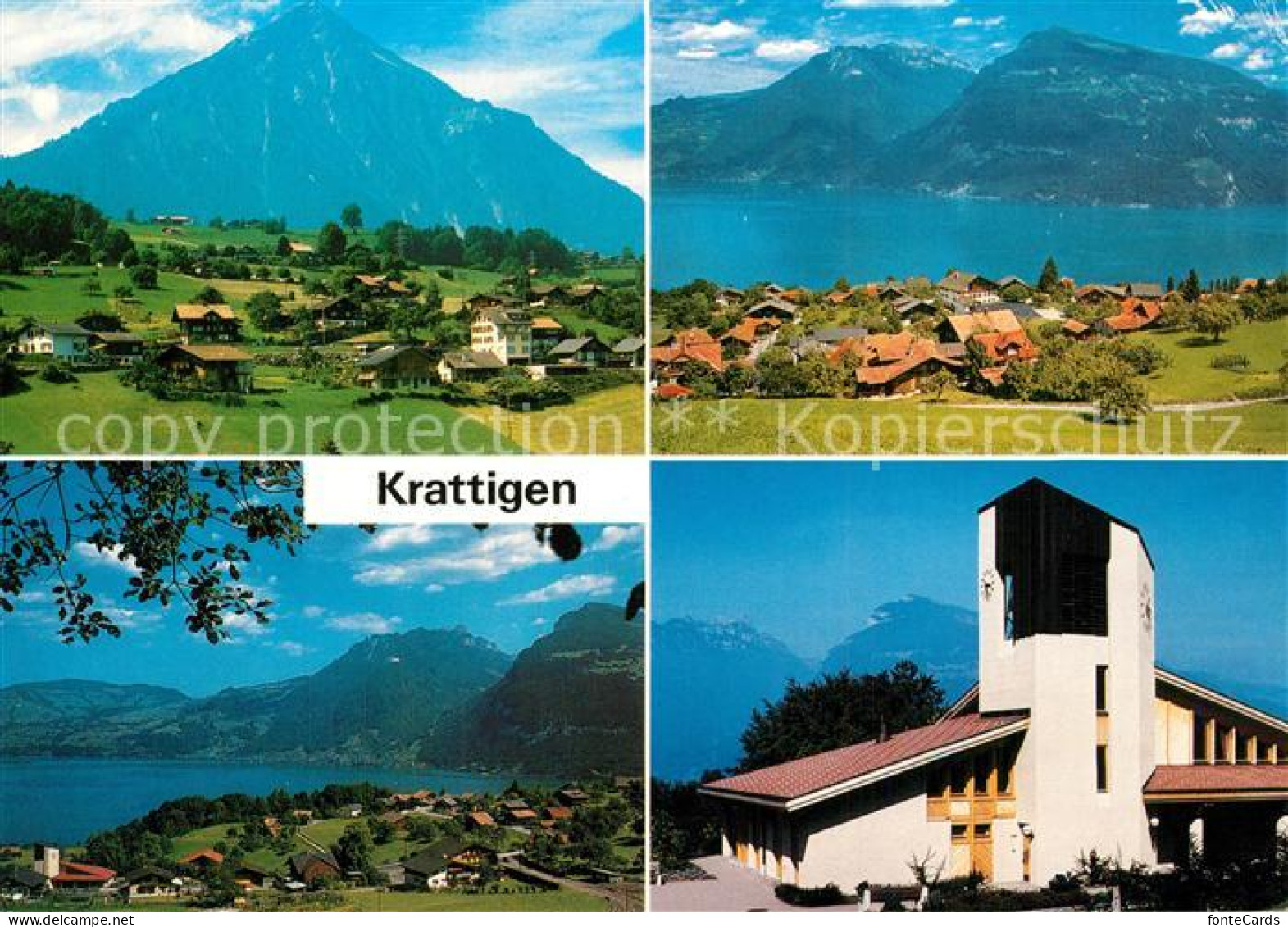 13339762 Krattigen Panorama Thunersee Alpen Kirche Krattigen - Other & Unclassified