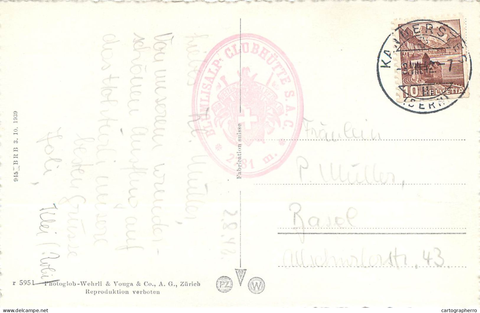 Postcard Switzerland Bluemlisalp Clubhutte - Other & Unclassified