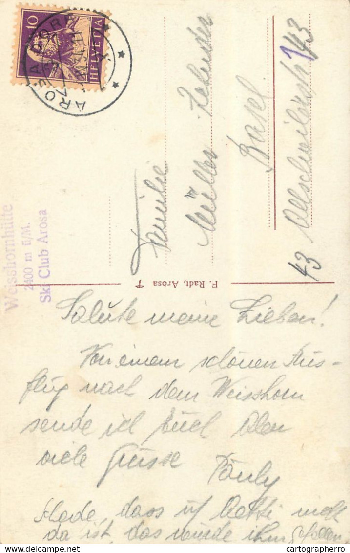 Postcard Switzerland Arosa Bruggerhornhutte - Autres & Non Classés