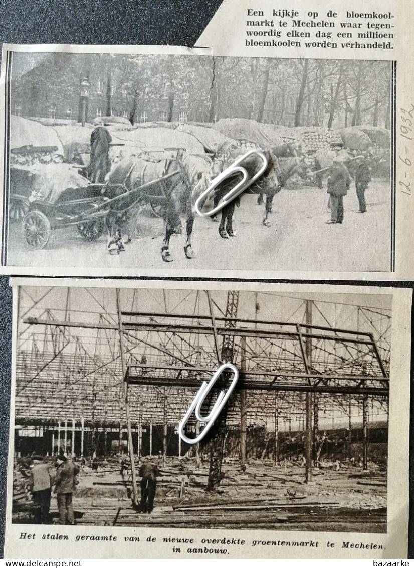 MECHELEN 1932 /1935 / EEN KIJKJE OP DE BLOEMKOLENMARKT / HET STALEN GERAAMTE OVERDEKTE GROENTENMARKT IN AANBOUW - Non Classés