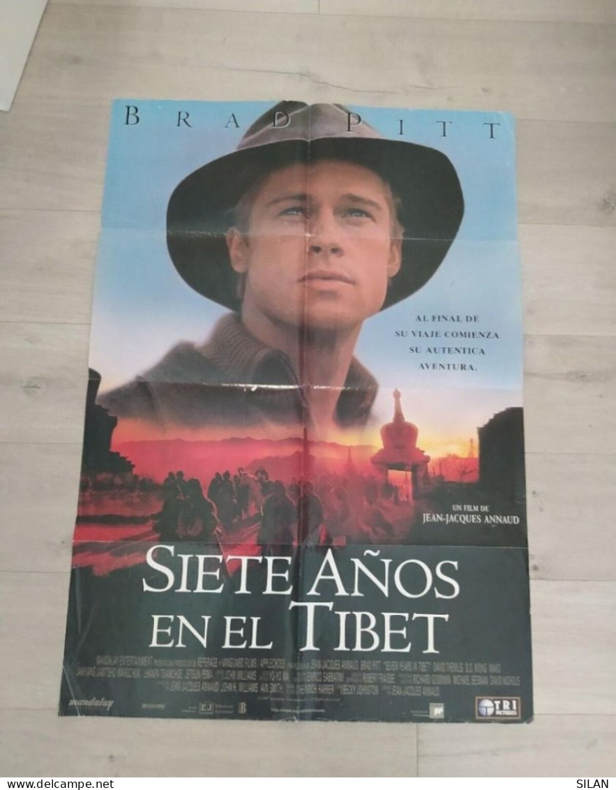 Cartel Original De Cine Del Estreno Siete Años En El Tíbet Brad Pitt 1997 Affiche Originale Du Film Pour La Première - Sonstige Formate