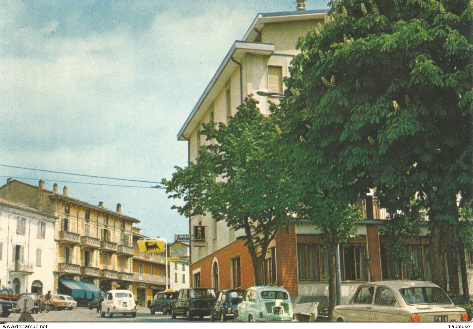 (PR) BORE, PIAZZA E ALBERGO PROVINCIALE - Cartolina Nuova, Auto, Animata - Andere & Zonder Classificatie