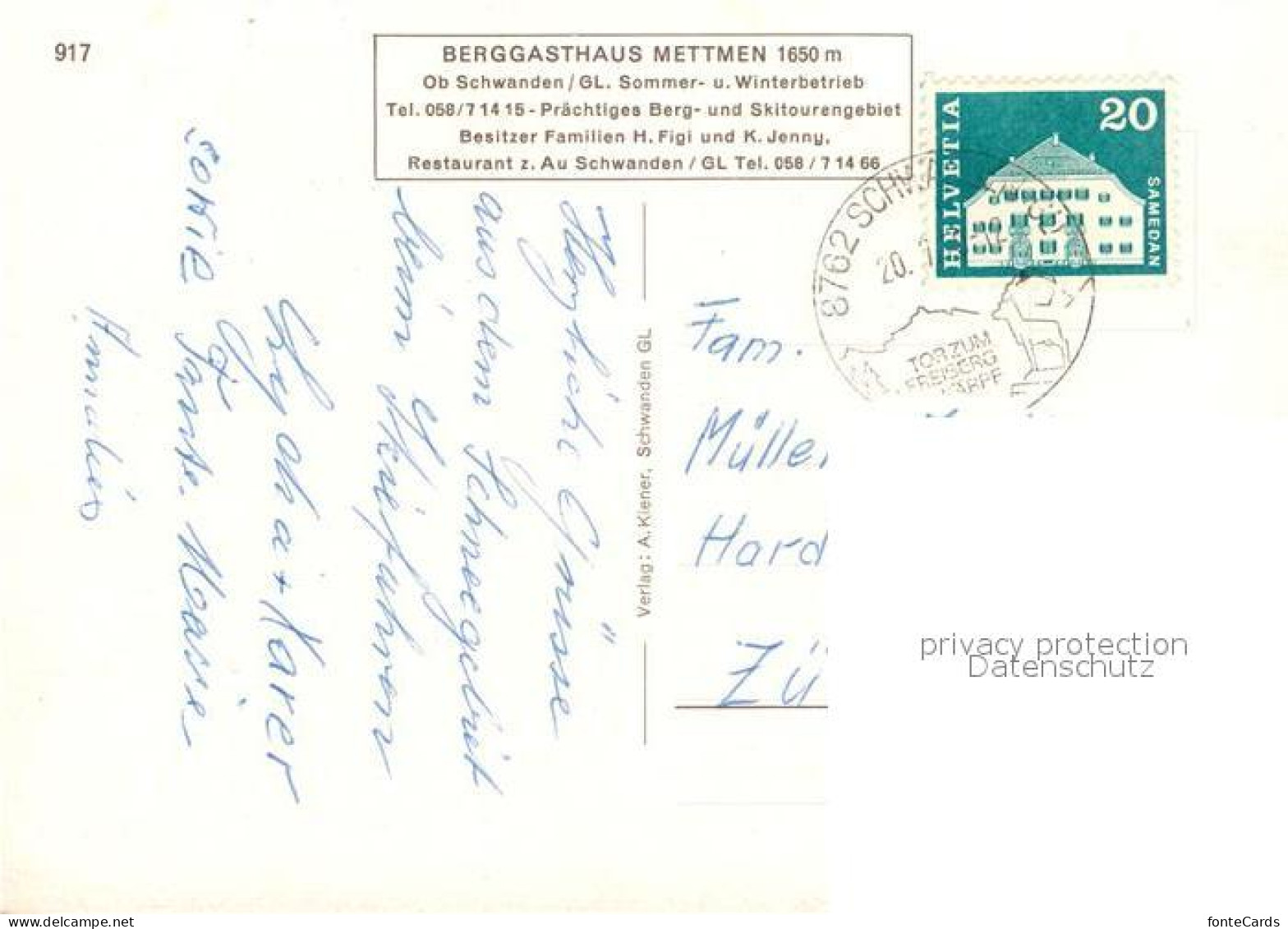 13325894 Schwanden GL Berggasthaus Mettmen Alpen Schwanden GL - Andere & Zonder Classificatie