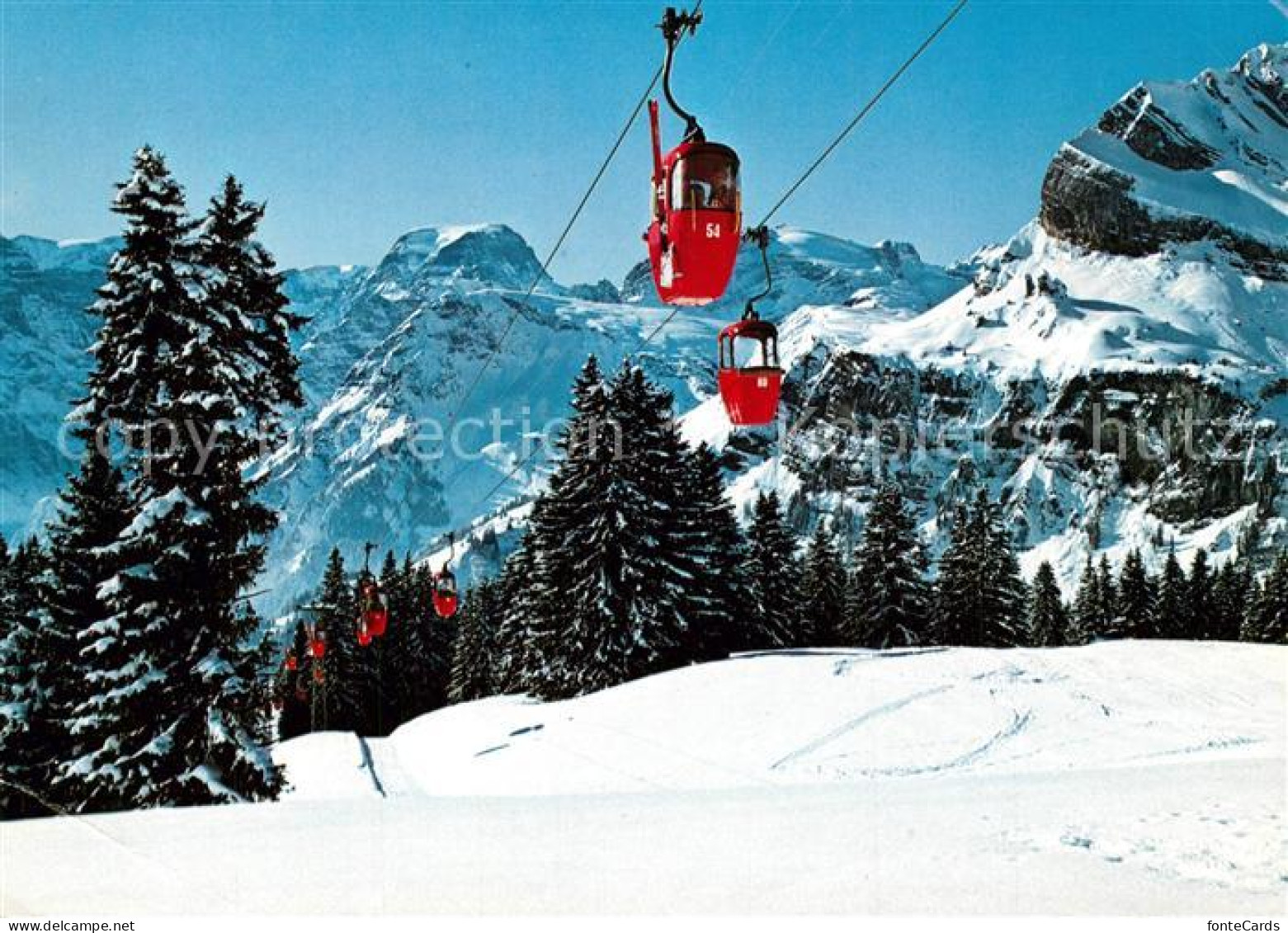 13325238 Braunwald GL Gondelbahn Grotzenbueel Mit Blick Gegen Toedi Wintersportp - Sonstige & Ohne Zuordnung