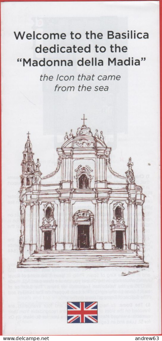 ITALIA - MATERA - Basilica Della Madonna Della Madia - Volantino Pieghevole Informativo In Inglese - Publicités