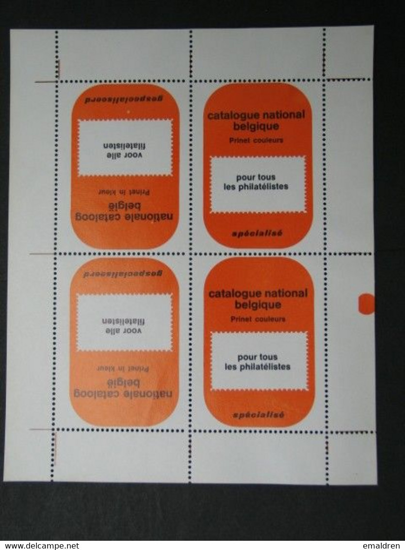 Velletje Nationale Cataloog - Feuillet Catalogue National - Erinnofilia [E]