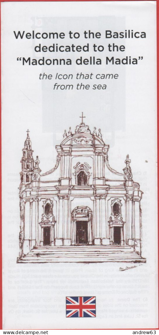 ITALIA - MATERA - Basilica Della Madonna Della Madia - Volantino Pieghevole Informativo In Inglese - Dépliants Turistici