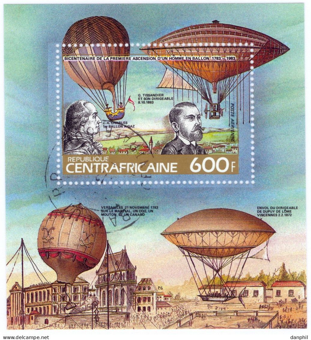 Central African Republic 1983 Bl 256 A - Used,  CTO - Gestempelt. - Airships