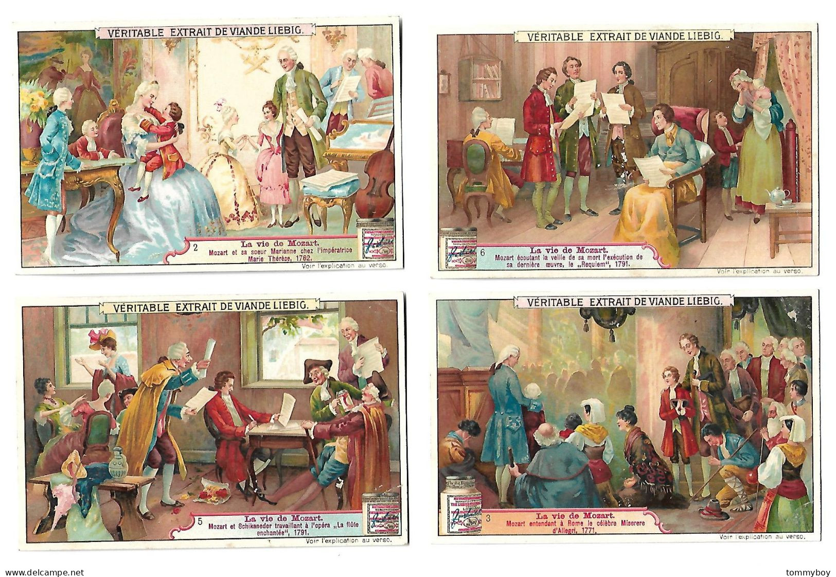 S 856, Liebig 6 Cards, La Vie De Mozart (one Card Has Small Damage ) (ref B22) - Liebig