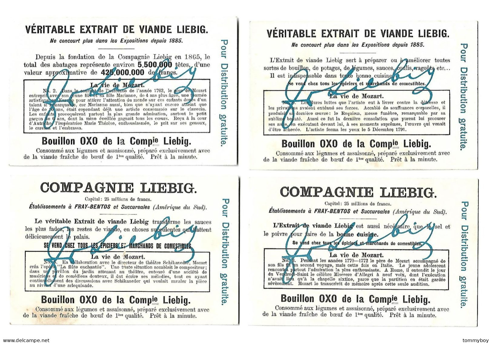 S 856, Liebig 6 Cards, La Vie De Mozart (one Card Has Small Damage ) (ref B22) - Liebig