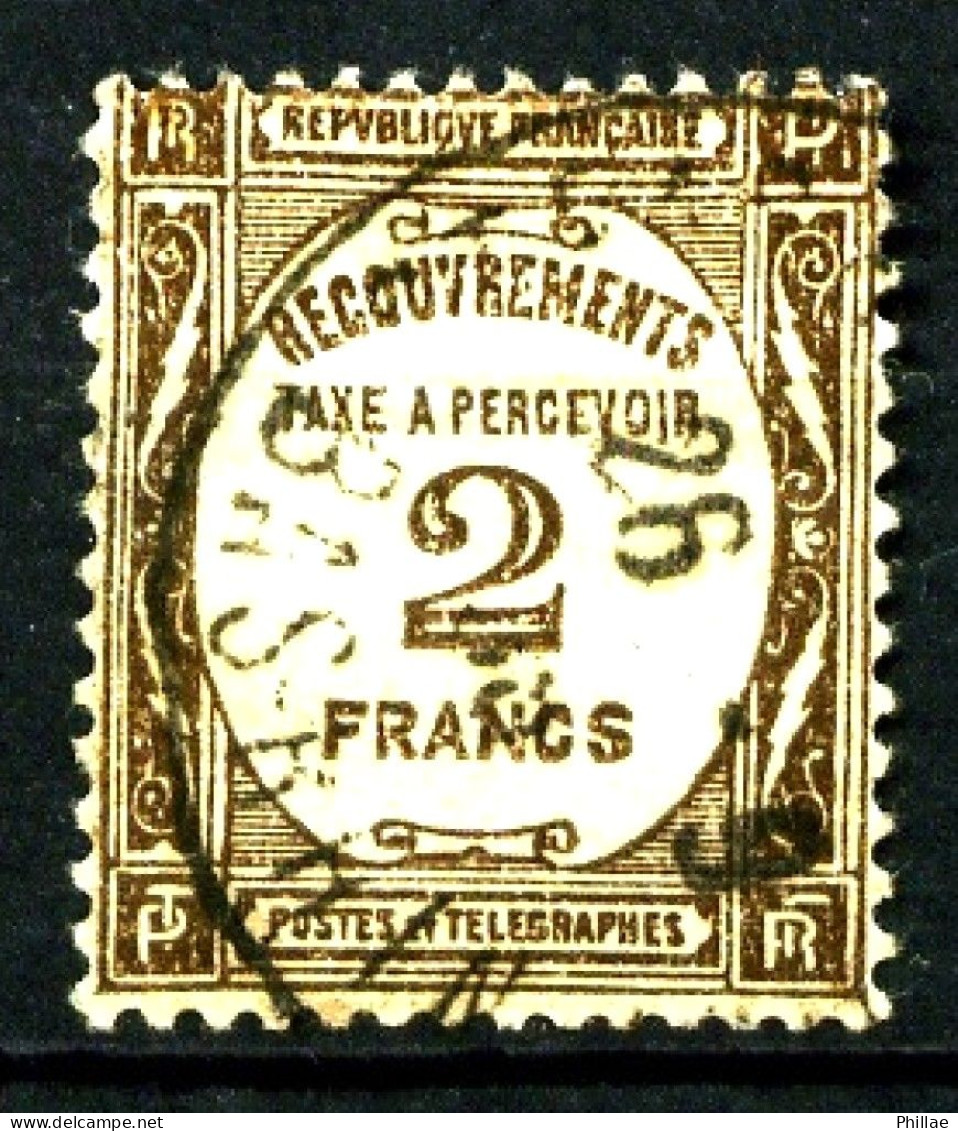 Taxe 62 - 2F Sépia - Oblitéré - TB - 1859-1959 Usados