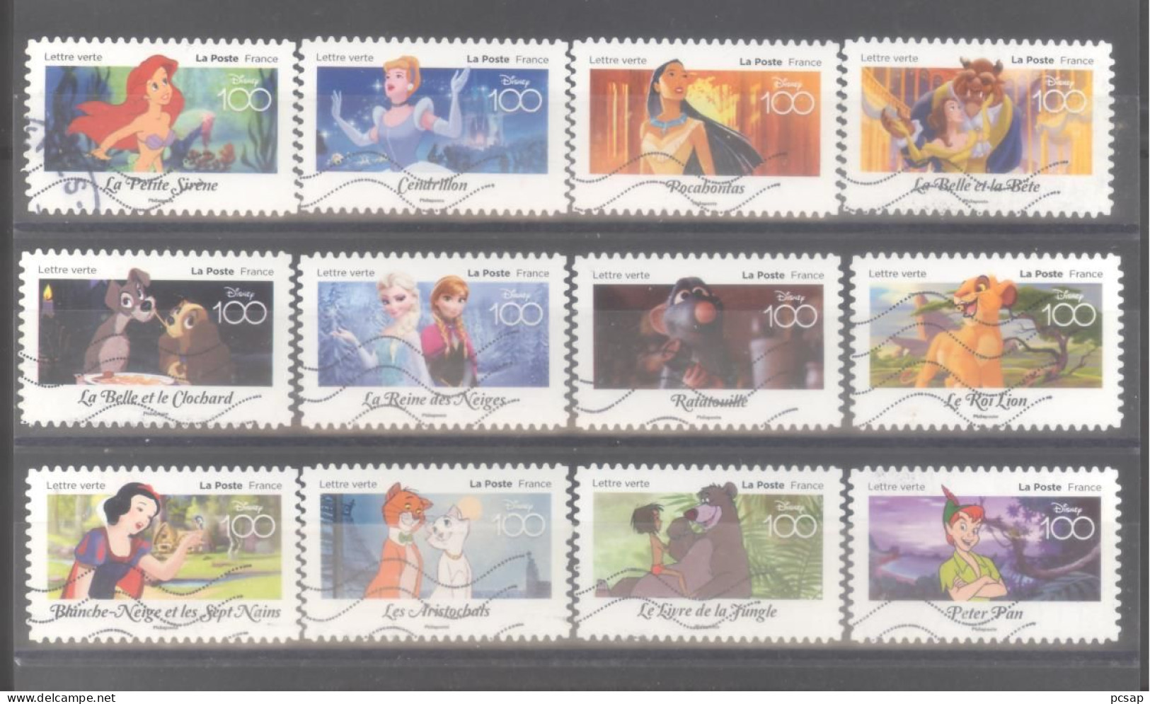 France Autoadhésifs Oblitérés N°2320/2331 (Série Complète : DISNEY 100) (lignes Ondulées) - Usati