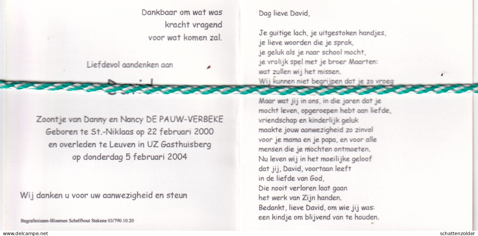 David De Pauw-Verbeke, Sint-Niklaas 2000, Leuven 2004. Foto - Décès