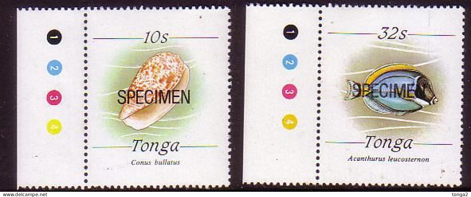 Tonga 1987 Marine Life Set Of 2 (no Date At Bottom), Scarce Ovptd Specimen - Tonga (1970-...)