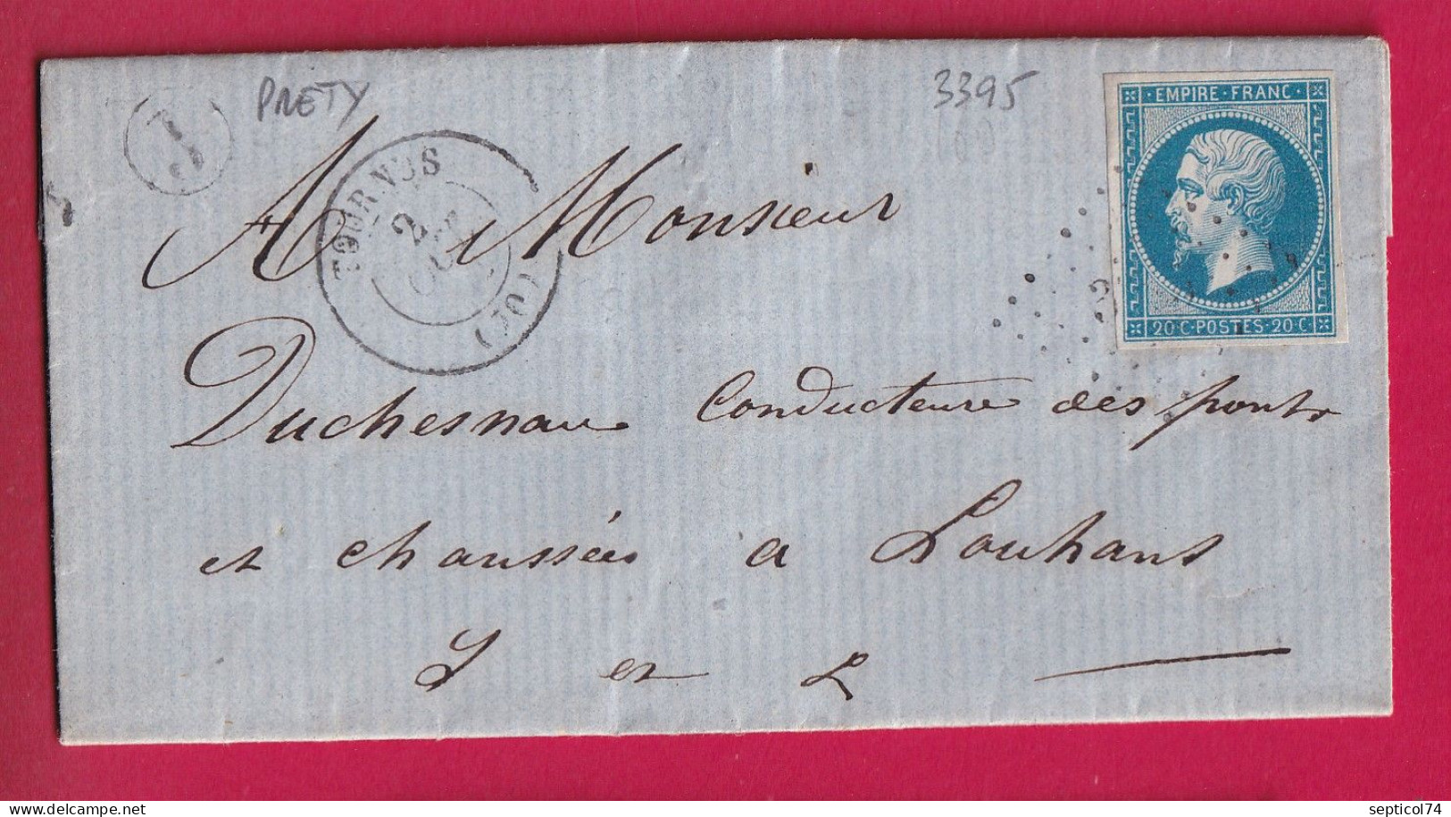 N°14 PC 3395 TOURNUS SAONE ET LOIRE BOITE RURALE J PRETY POUR LOUHANS LETTRE - 1849-1876: Periodo Classico