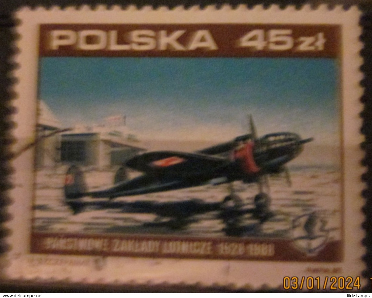 POLAND ~ 1988 ~ S.G. NUMBERS S.G. 3171. ~ AIRCRAFT ~ VFU #03541 - Oblitérés