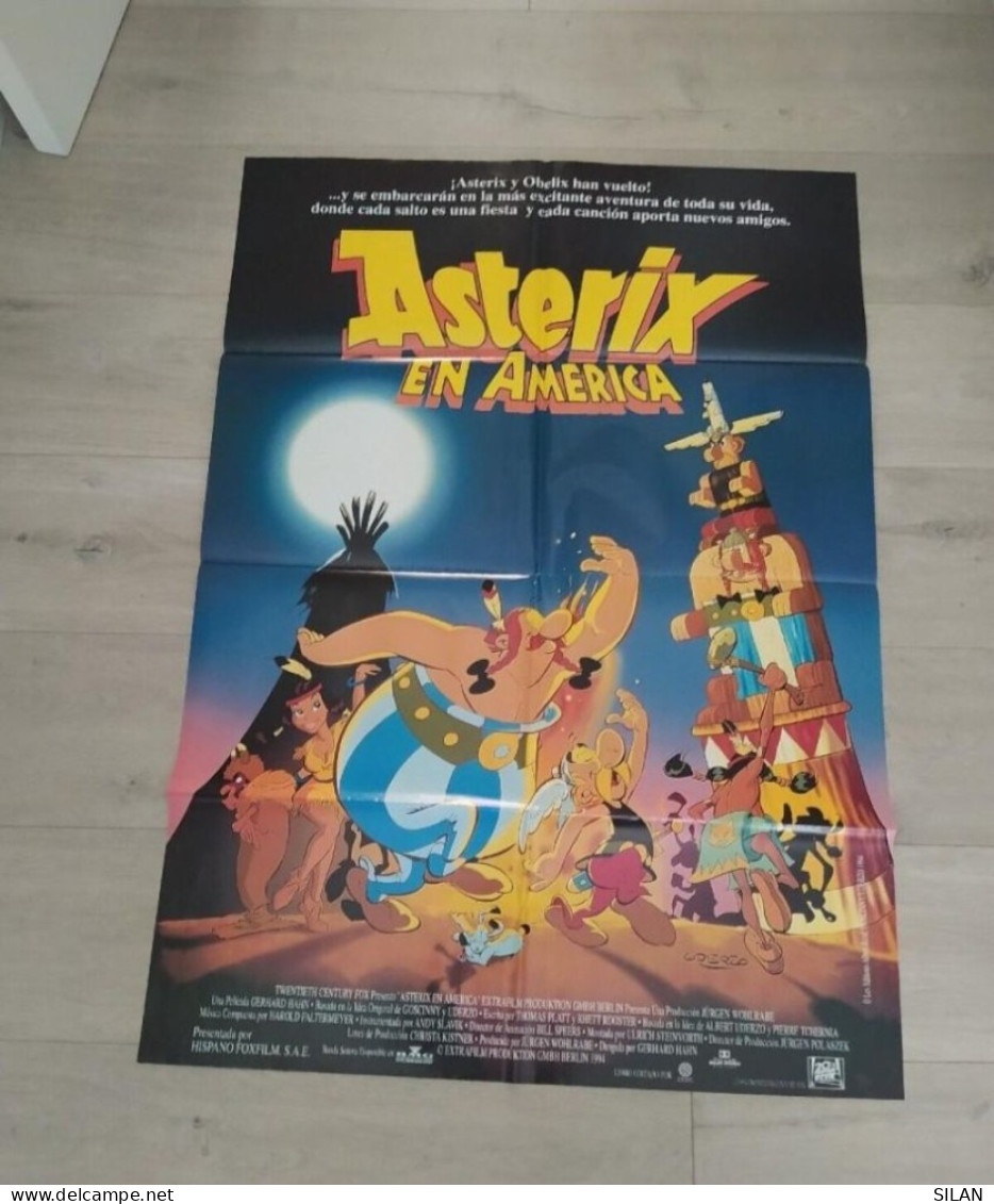 Cartel Original De Cine Del Estreno Astérix En América 1994 Affiche Originale Du Film Astérix En Amérique 1994 - Autres Formats