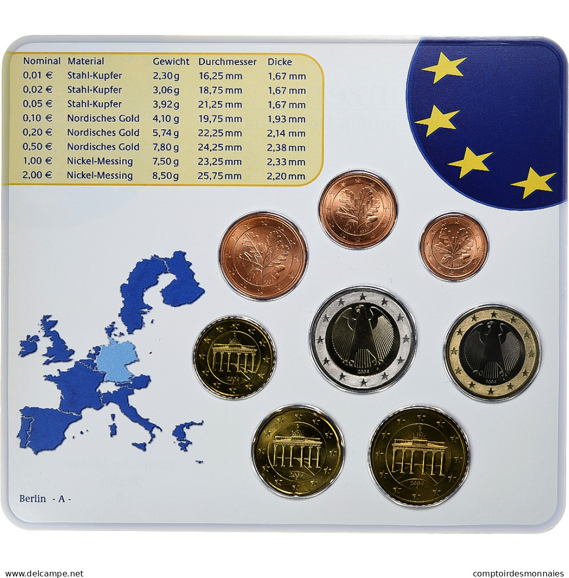 République Fédérale Allemande, Set 1 Ct. - 2 Euro, FDC, Coin Card, 2004 - Duitsland