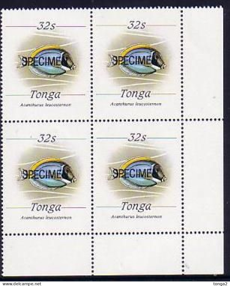 Tonga 1987 32s Fish Block Of 4 Specimen - Scarce (no Date At Bottom) - Fishes