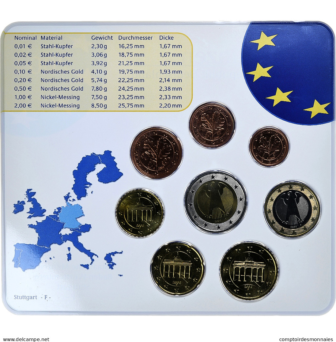 République Fédérale Allemande, Set 1 Ct. - 2 Euro, FDC, Coin Card, 2004 - Allemagne