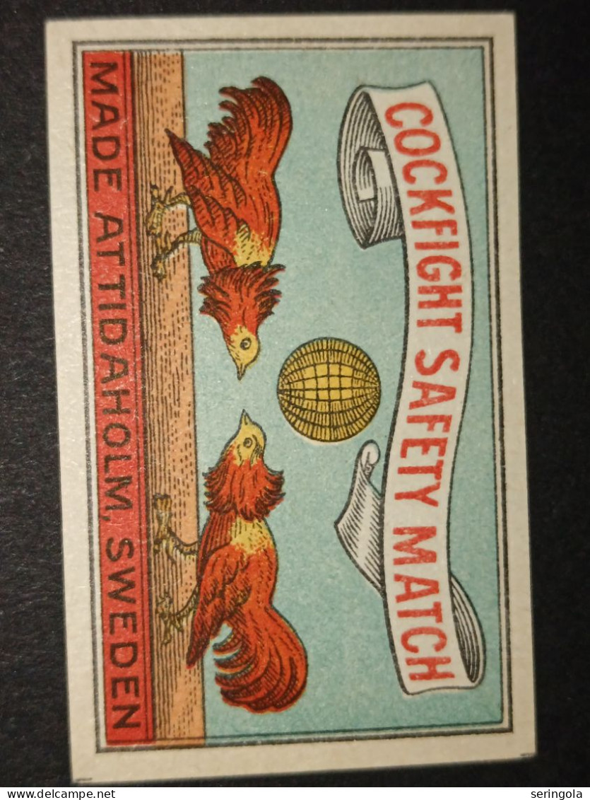 Cockfight Matches. Manufactured Sweden - Matchbox Labels