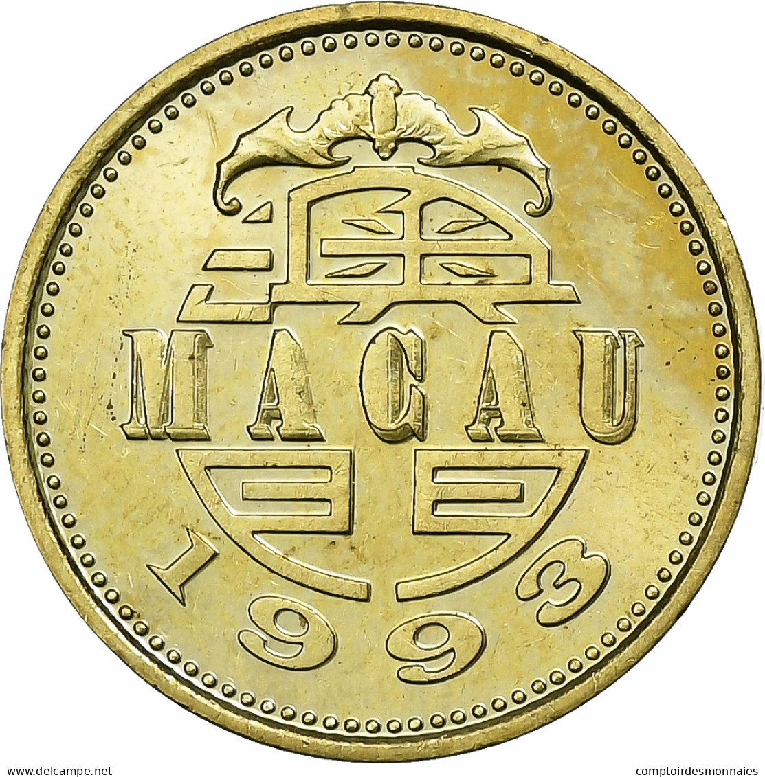 Macao, 10 Avos, 1993, British Royal Mint, Laiton, SPL, KM:70 - Macau