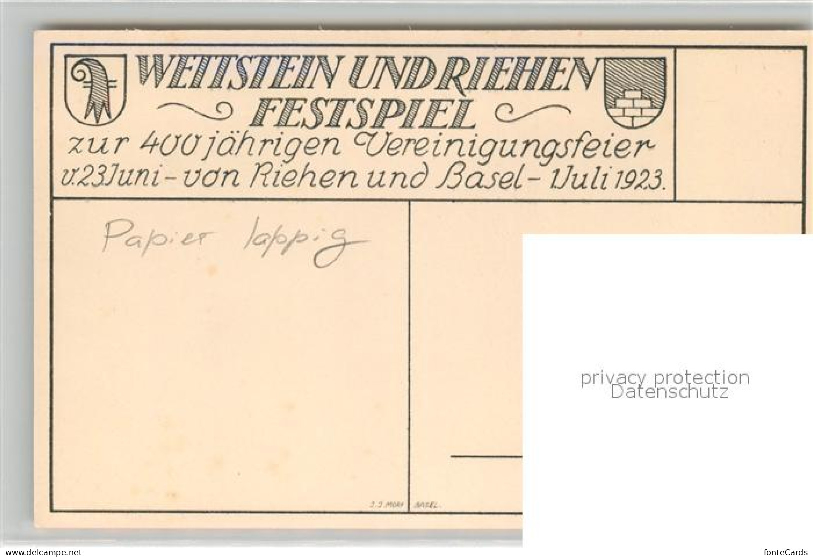 13312680 Riehen Wettstein Und Riehen Festspiel Kuenstlerkarte Riehen - Other & Unclassified