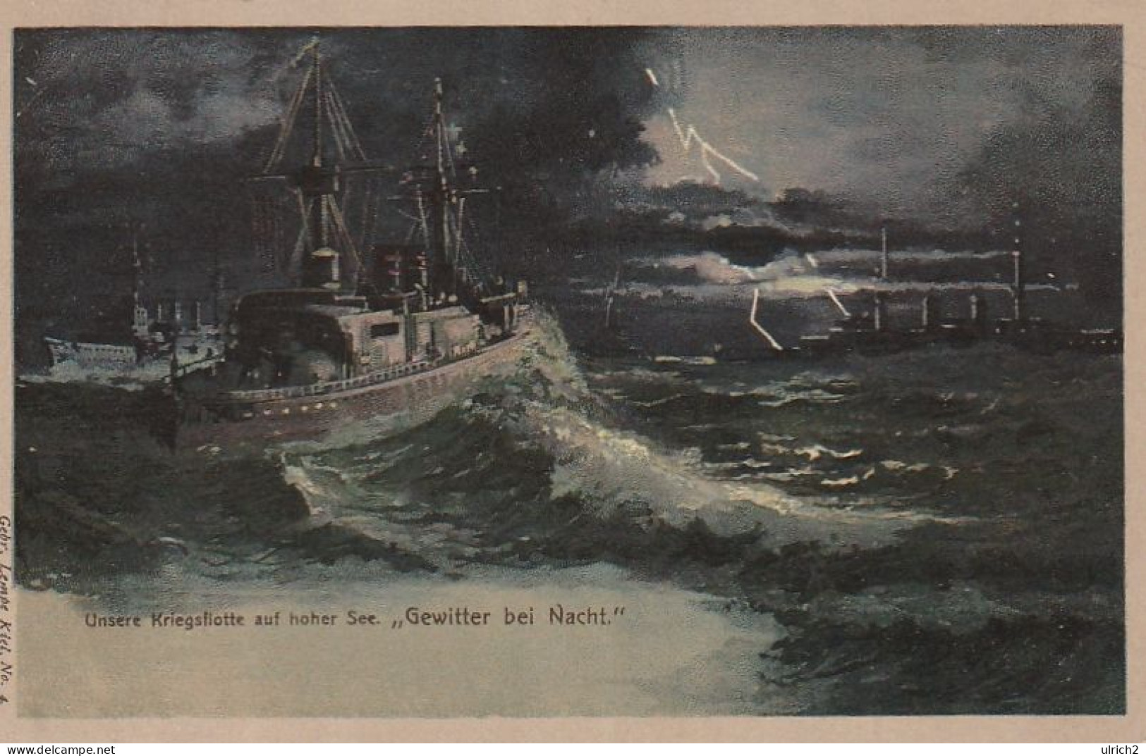 AK Unsere Kriegsflotte Auf Hoher See - Gewitter Bei Nacht - Kaiserl. Marine - Ca. 1915  (68950) - Guerra