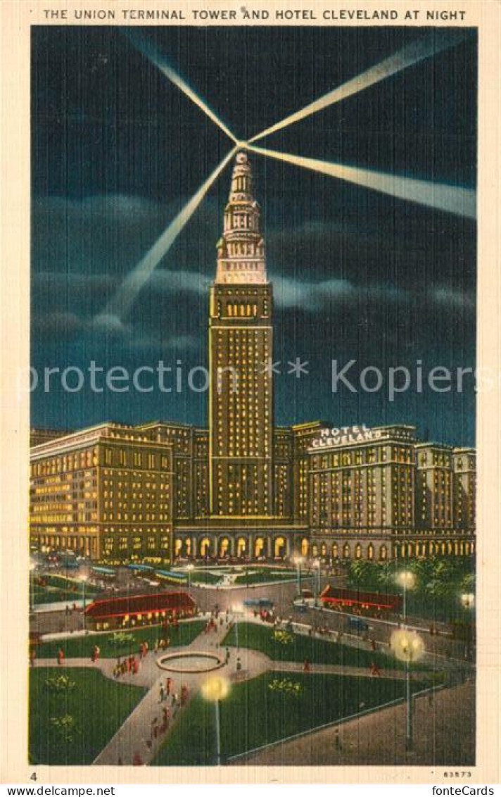 13310518 Cleveland Ohio The Union Terminal Tower And Hotel At Night Cleveland Oh - Other & Unclassified