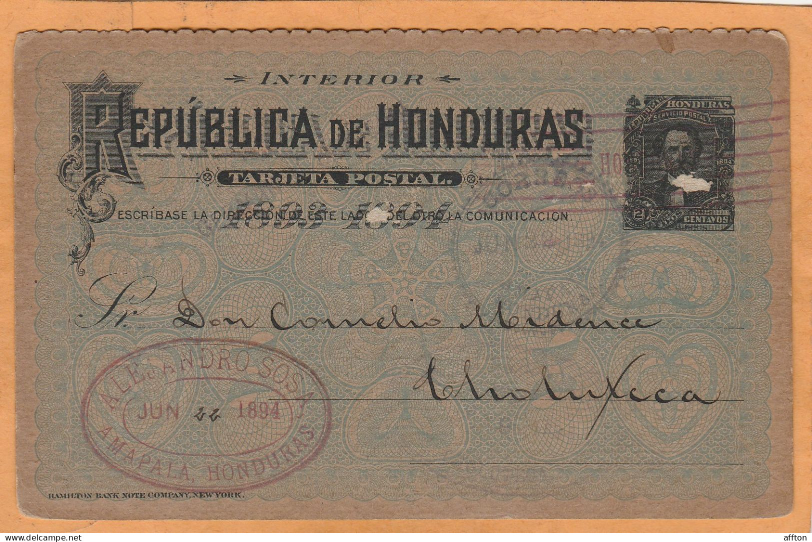 Honduras 1894 Card Mailed - Honduras