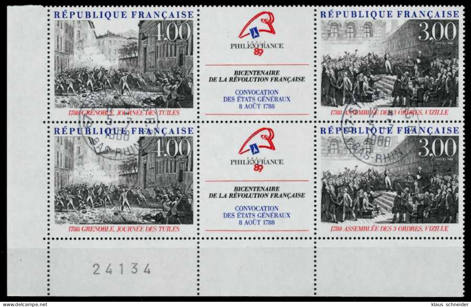 FRANKREICH 1988 Nr 2674 Und ZF 2675 Zentrisch Gestempelt 3ER STR X881516 - Used Stamps