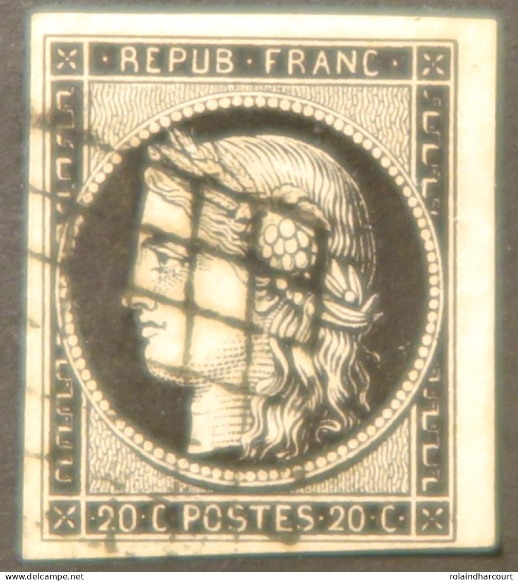 X1117 - FRANCE - CERES N°3 Avec Petit Bord De Feuille - GRILLE NOIRE - 1849-1850 Cérès