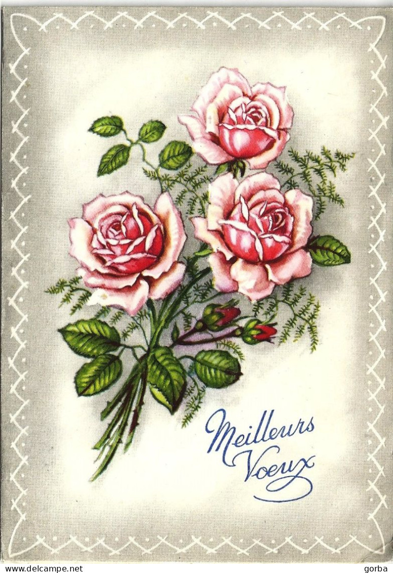 *CPM - Cartes De Voeux Double à Systeme - Bouquet De Roses - - Nieuwjaar