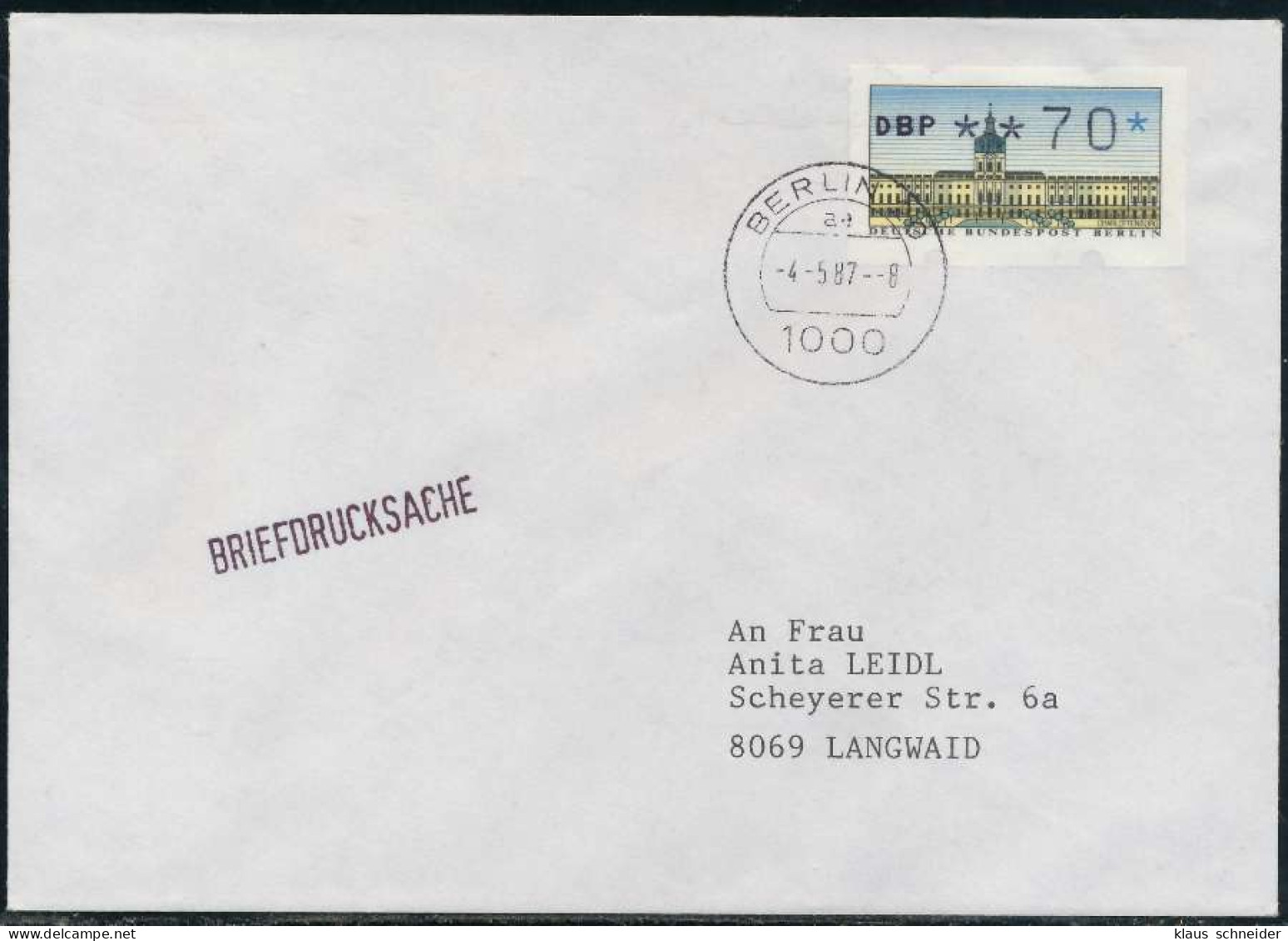 BERLIN ATM 1-070 BRIEFDRUCKSACHE EF FDC X7E46A2 - Covers & Documents