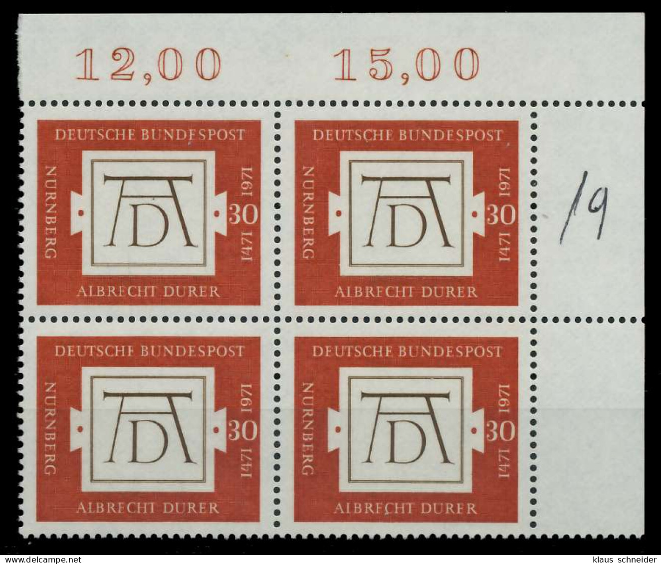 BRD 1971 Nr 677 Postfrisch VIERERBLOCK ECKE-ORE X836A2E - Neufs