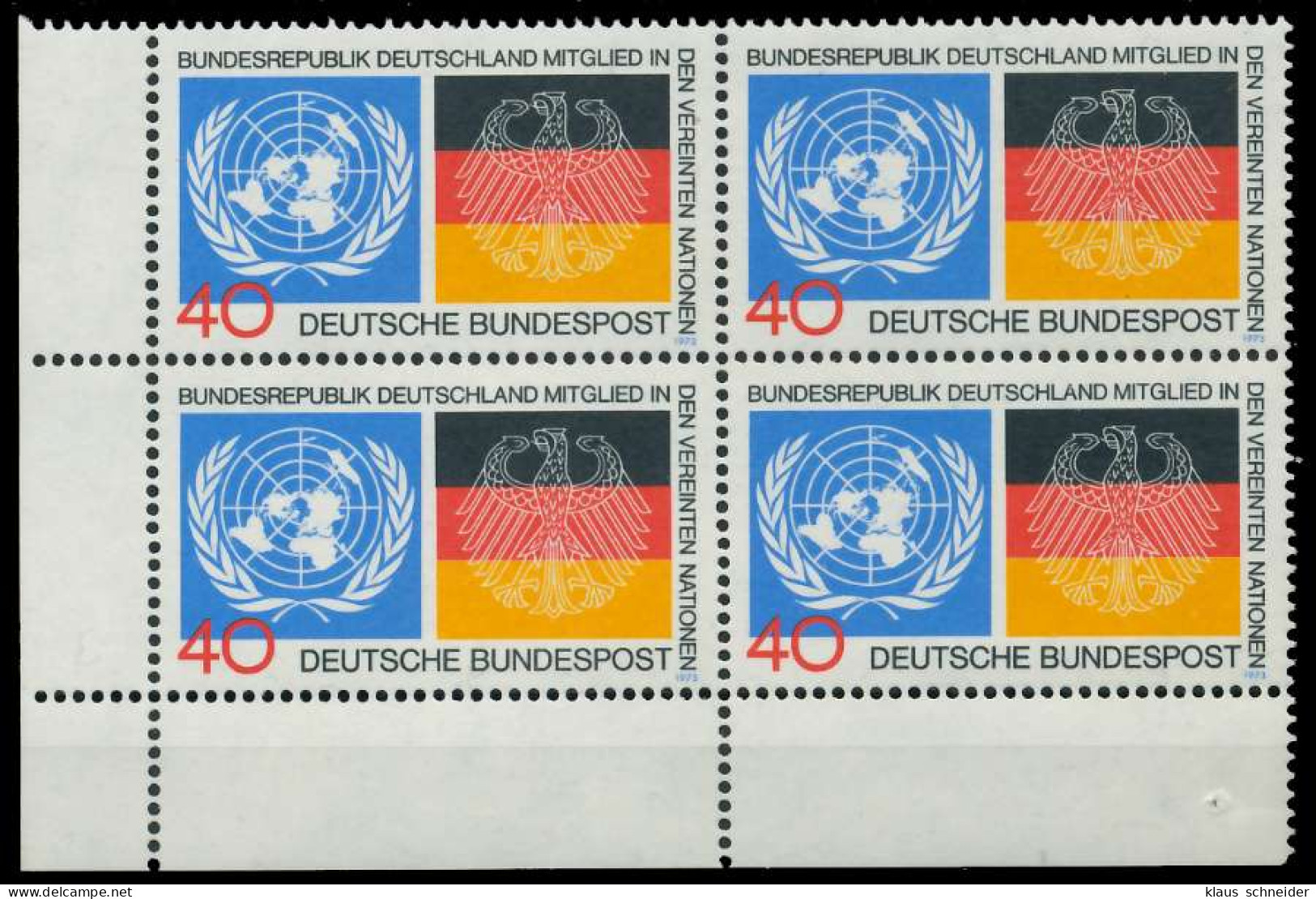BRD 1973 Nr 781 Postfrisch VIERERBLOCK ECKE-ULI X84FF42 - Ongebruikt