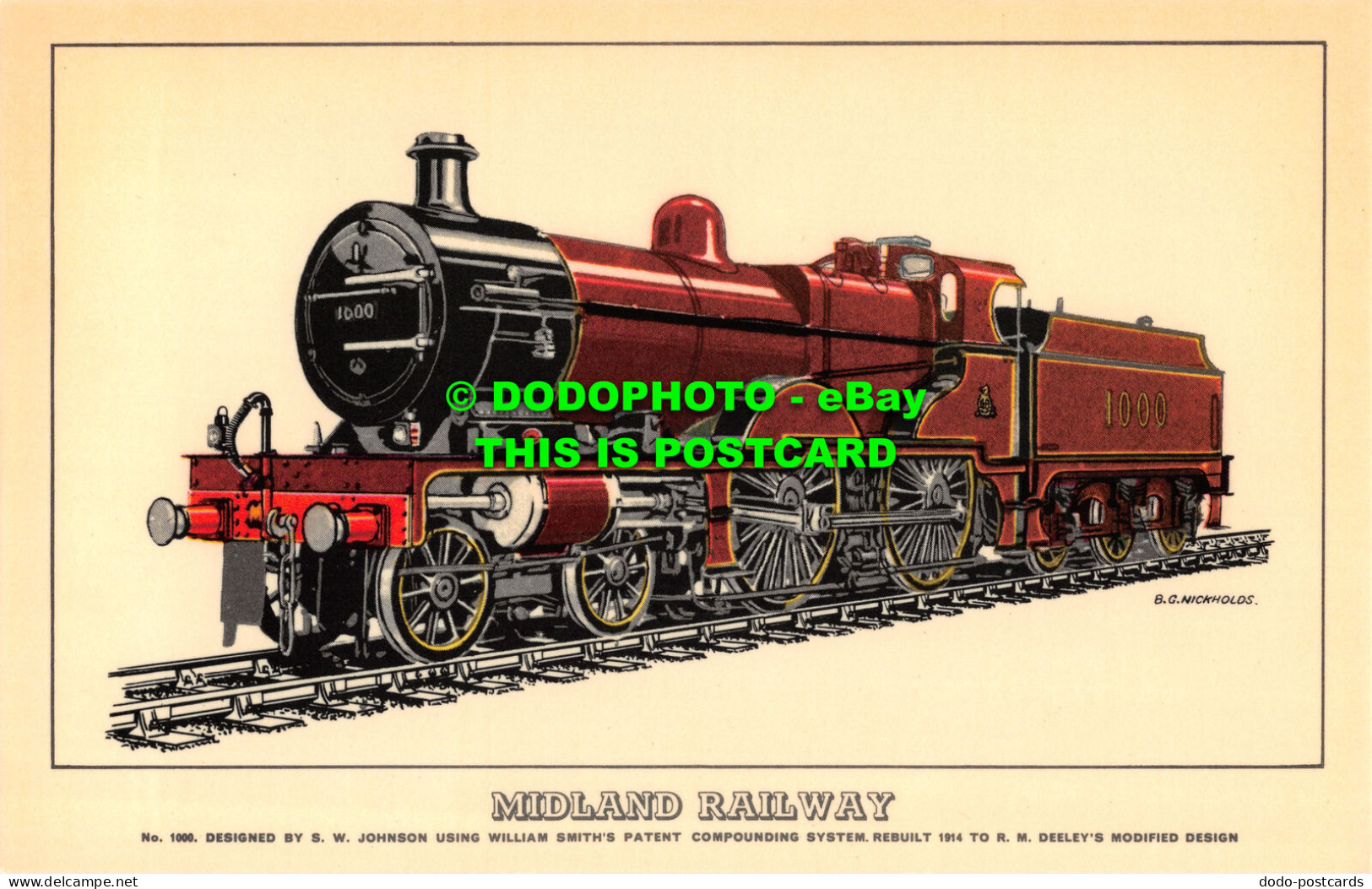 R522162 Midland Railway. No. 1000. Designed By S. W. Johnson Using William Smith - Monde
